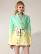 Load image into Gallery viewer, SUSIE COLLECTION Green &amp; Yellow Gradient Blazer with belt