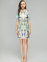 Load image into Gallery viewer, Embellished Crystal Collar Vintage Print Mini Dress
