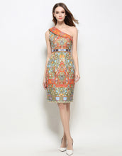Load image into Gallery viewer, Comino Couture Asymmetric Print Dress