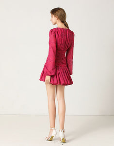 Fuchsia lace up mini dress