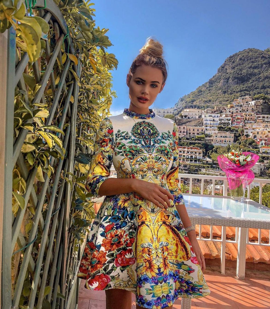 Comino couture hot sale peacock skater dress
