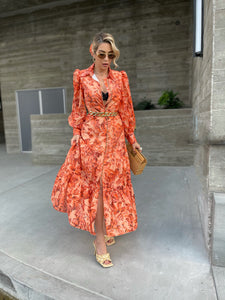 Tangy Orange floral maxi dress