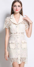Load image into Gallery viewer, Chic Lace Button-Up Dress with Collar and Pockets - Available in Pink and Cream
