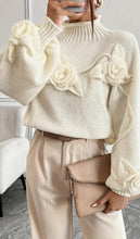 Load image into Gallery viewer, Cream Rose Turtleneck Jumper