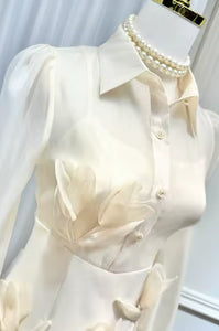 Angel Appliqué Cream Mini Dress