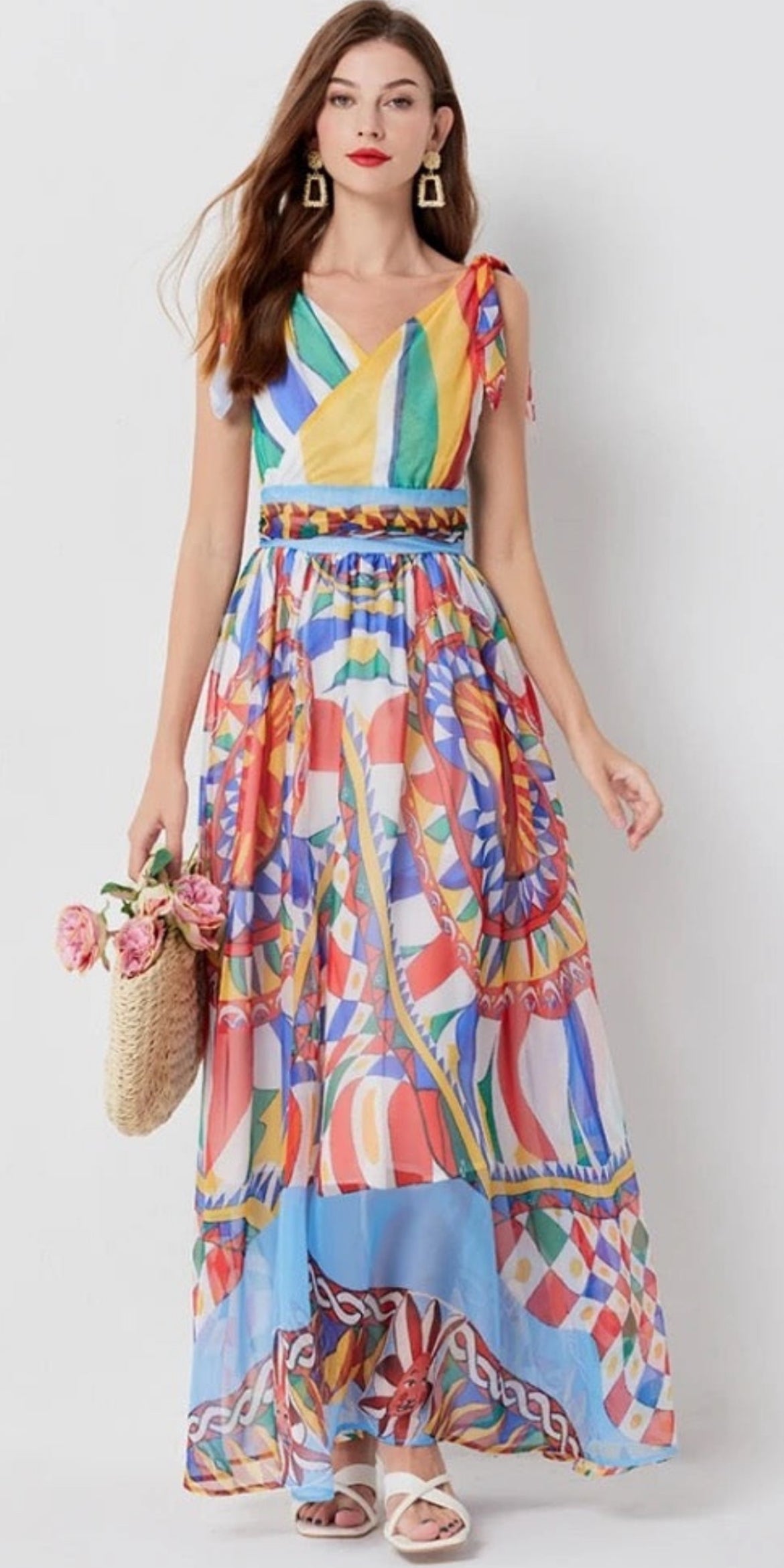 Chiffon Maxi Robe Dress - comes in multi colour & red