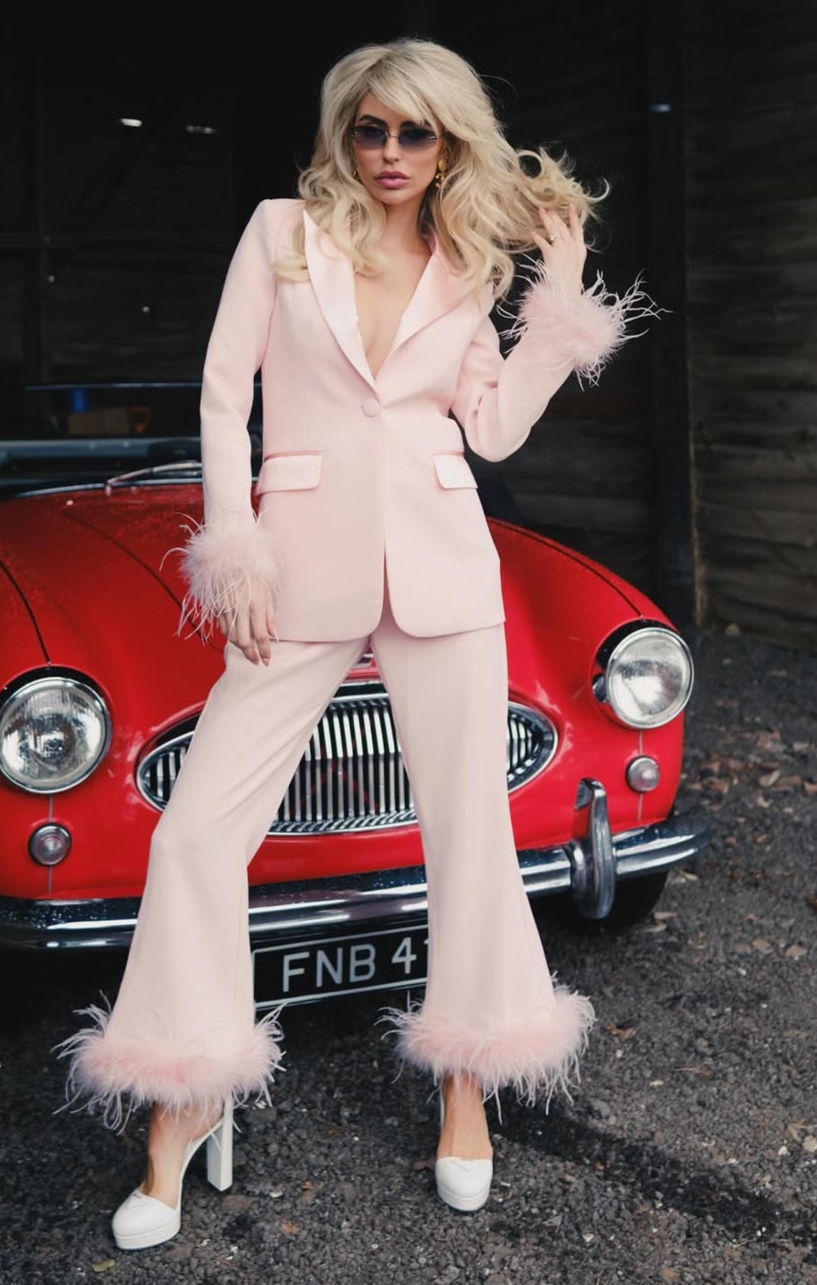 Lapel Single Breasted Long Sleeve Blazer & Feather Flare Trousers