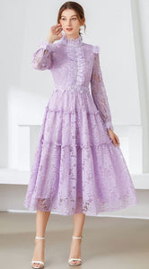 Lilac Lavender lace Midi dress