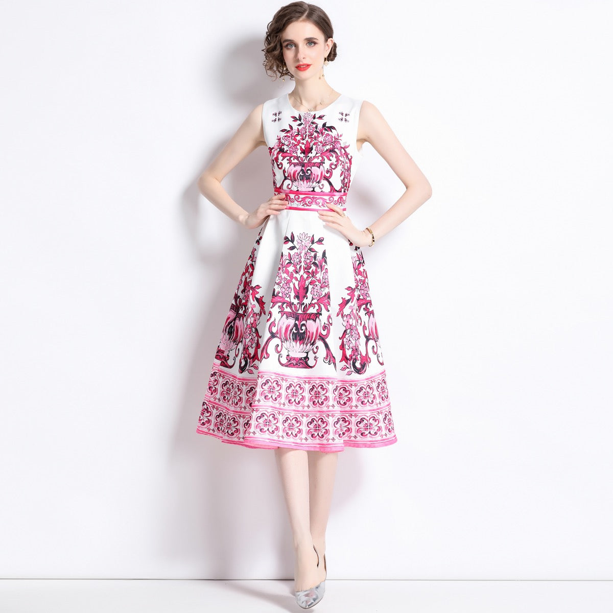 *NEW Princess Tile Print Midi Dress
