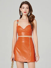 Load image into Gallery viewer, Soft PU Leather Two Piece Set - comes in orange and black