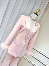 Load image into Gallery viewer, Lapel Single Breasted Long Sleeve Blazer &amp; Feather Flare Trousers