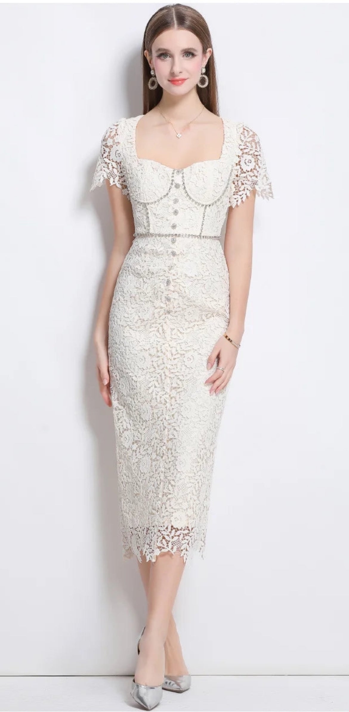 Snow White Lace Midi Dress