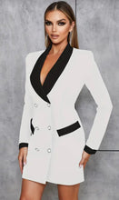 Load image into Gallery viewer, Elegant Fitted V Neck Blazer Dress - comes in blue &amp; white