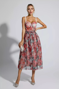 Faded rose bralette style midi dress