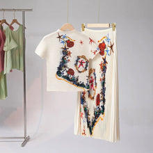 Load image into Gallery viewer, Star Fish Top &amp; Pleated Skirt - comes in cream or black