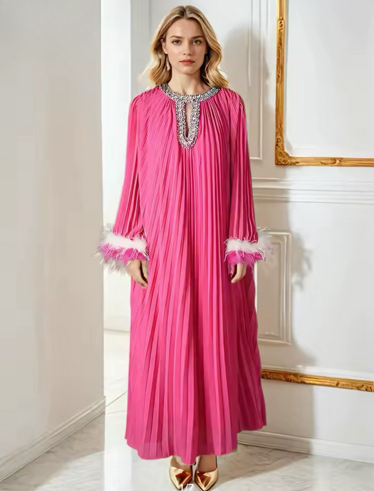 Diamanté Pink Batwing Maxi Dress