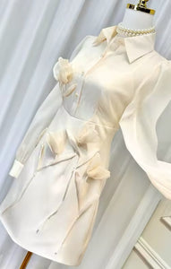 Angel Appliqué Cream Mini Dress