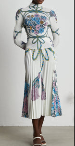 Butterflies and flowers Top and pleated Skirt