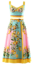 Load image into Gallery viewer, Portofino Spaghetti Strap Top + Lemon Printed Midi Skirt