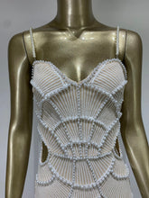 Load image into Gallery viewer, White Pearl Beaded Maxi Dress