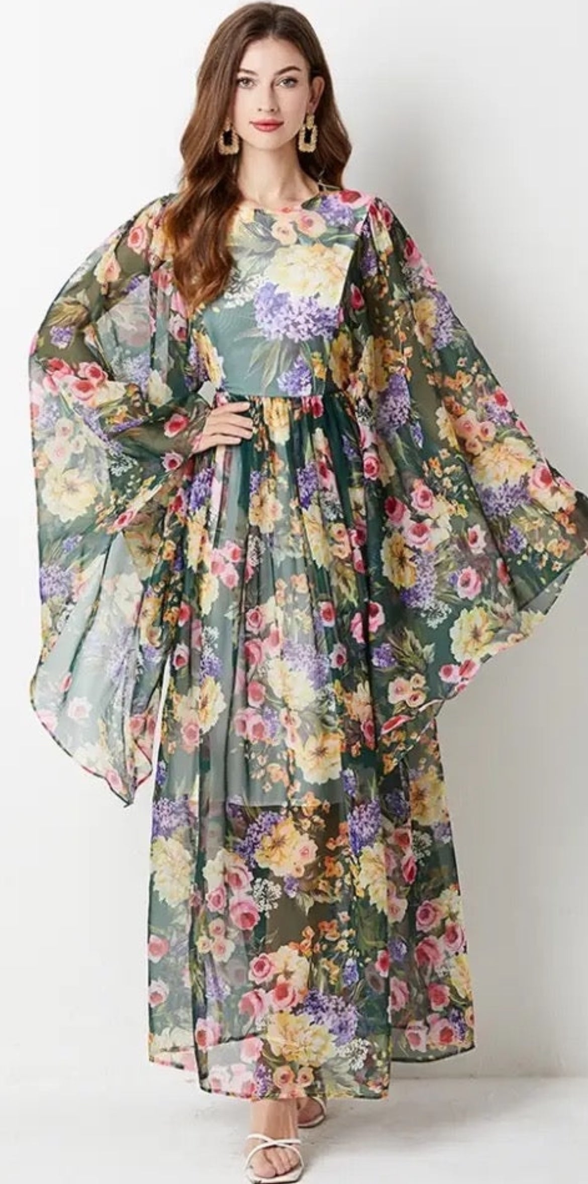 Silk Chiffon Maxi Robe Dress - comes in two colours