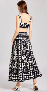 Black White Contrast Bralette & Maxi Skirt