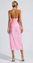 Load image into Gallery viewer, Pink Halter Floral Midi Dress