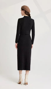 Knitted Criss-Cross Bow Pullover & Midi Dress - comes in three colours