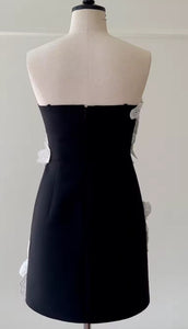 Embroidered Flowers & Pearls Mini Dress with matching chocker