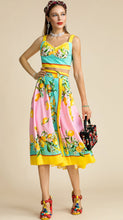 Load image into Gallery viewer, Portofino Spaghetti Strap Top + Lemon Printed Midi Skirt