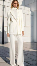 Load image into Gallery viewer, Staple White Blazer &amp; High Waisted Wide Trouser Suit with Neck Tie