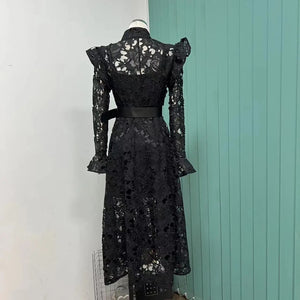 Lacey Lace Maxi Dress with belt