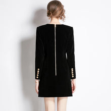 Load image into Gallery viewer, Black Velvet Back Zipper Mini Dress