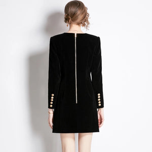 Black Velvet Back Zipper Mini Dress