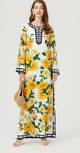 Load image into Gallery viewer, Rose Flower Printed Loose Maxi Dress - comes in yellow &amp; Black