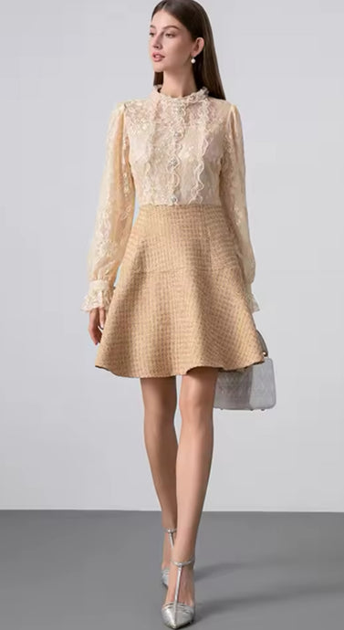 Baby Chic Tweed & Lace Dress