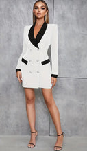 Load image into Gallery viewer, Elegant Fitted V Neck Blazer Dress - comes in blue &amp; white