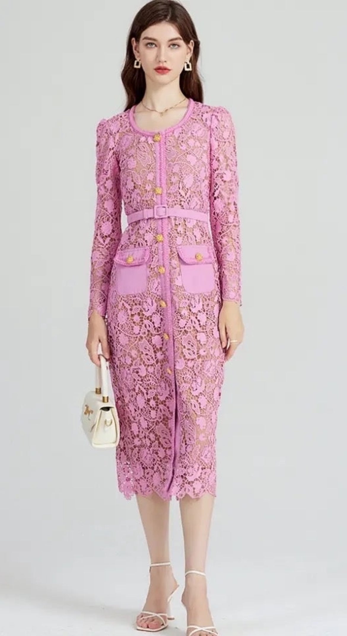 Pink Lace midi dress