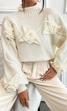 Load image into Gallery viewer, Cream Rose Turtleneck Jumper