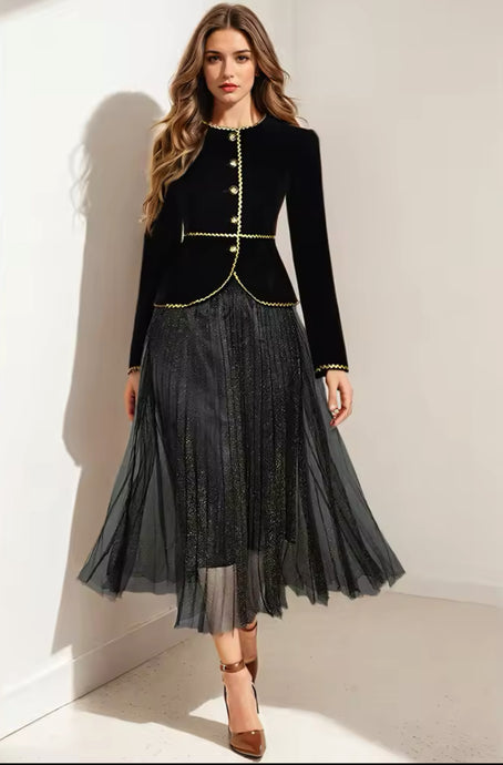 Velvet Chic Suit - jacket with elasticated skirt
