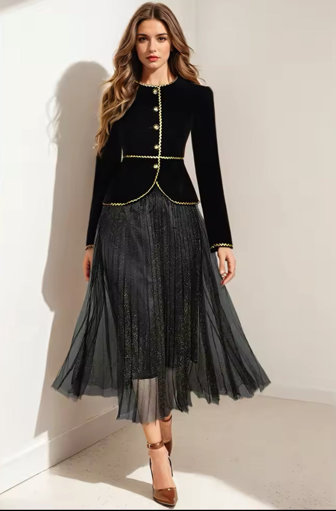 Velvet Chic Suit - jacket with elasticated skirt