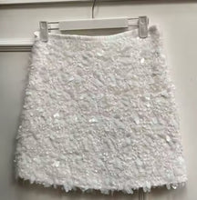 Load image into Gallery viewer, Wonderland White Sequin Mini Skirt