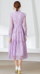 Lilac Lavender lace Midi dress