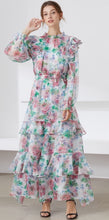 Load image into Gallery viewer, Muted Flower meadow tiered maxi dress