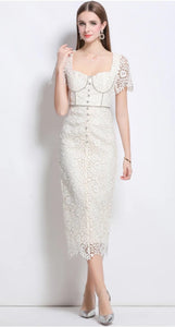 Snow White Lace Midi Dress