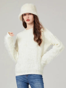 Faux Fur Twist Mink Cashmere Knitted Pullovers - comes in three colours