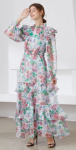 Load image into Gallery viewer, Muted Flower meadow tiered maxi dress