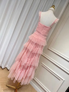 Elegant Ruffle Maxi Dress - Comes in Pink Or Blue