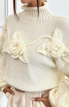 Load image into Gallery viewer, Cream Rose Turtleneck Jumper