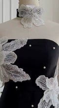 Load image into Gallery viewer, Embroidered Flowers &amp; Pearls Mini Dress with matching chocker